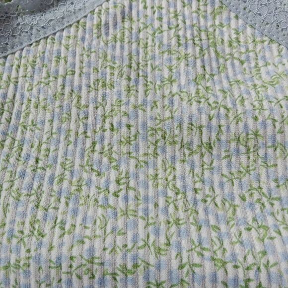 H&M Blue and Green Lace Trim Floral Print Cropped Ribbed Camisole Women's Large - Picture 5 of 12